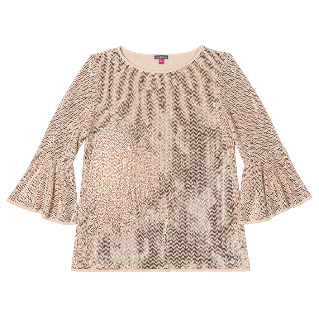 Vince Camuto Women's Sequin Bell Sleeve Top Pink Size Large 1
