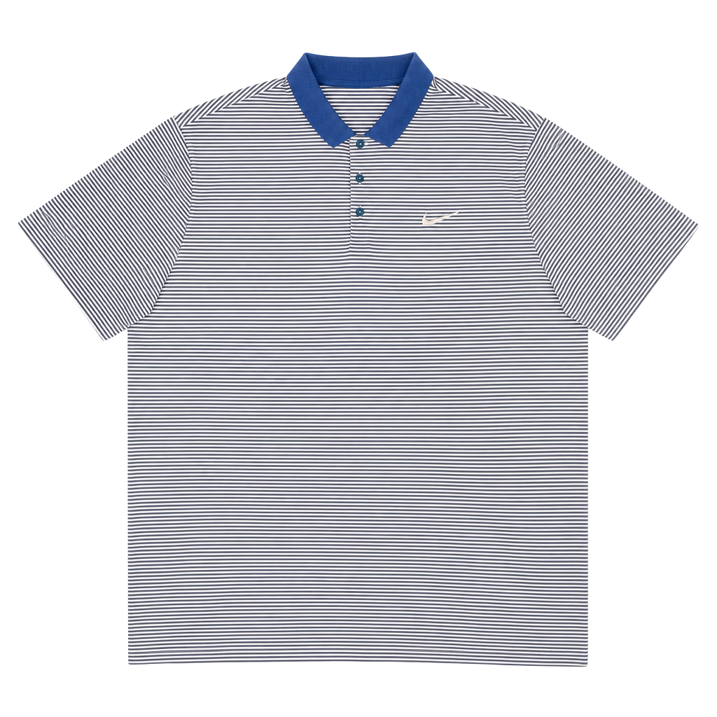 Nike Golf Dri-Fit Standard Fit Blue and White Striped Polo Shirt Size XXL 1