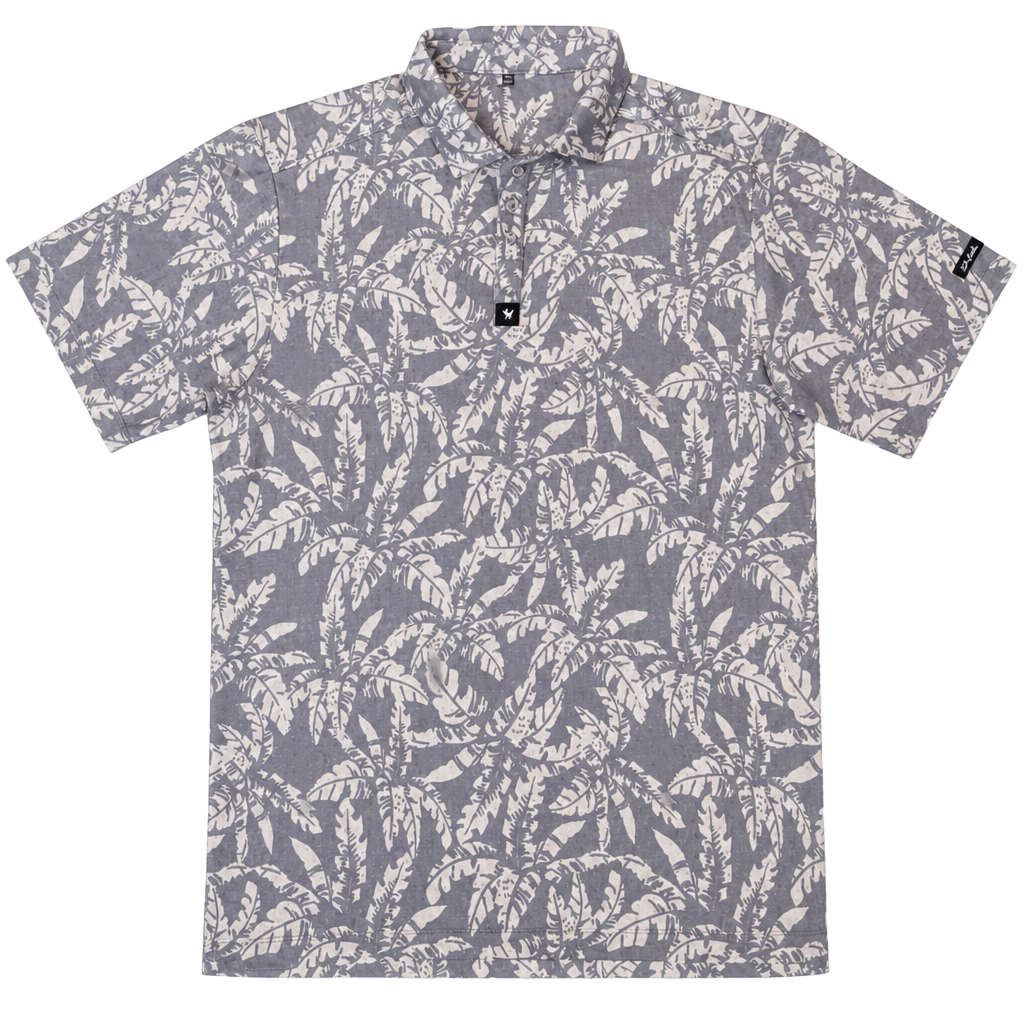 Bad Birdie Men's Palm Leaf Botanical Print Performance Golf Polo Shirt XL 1204 1
