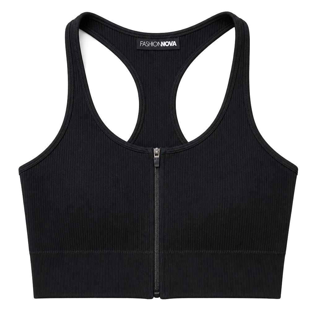 Fashion Nova Taking Over Active Ribbed Zip Up Sports Bra 1