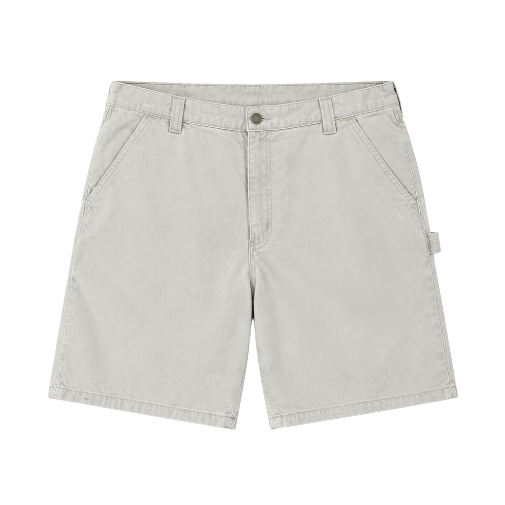 Carhartt B144 Carpenter Shorts Size 38 Cream Original Fit Canvas - Leather Patch 1
