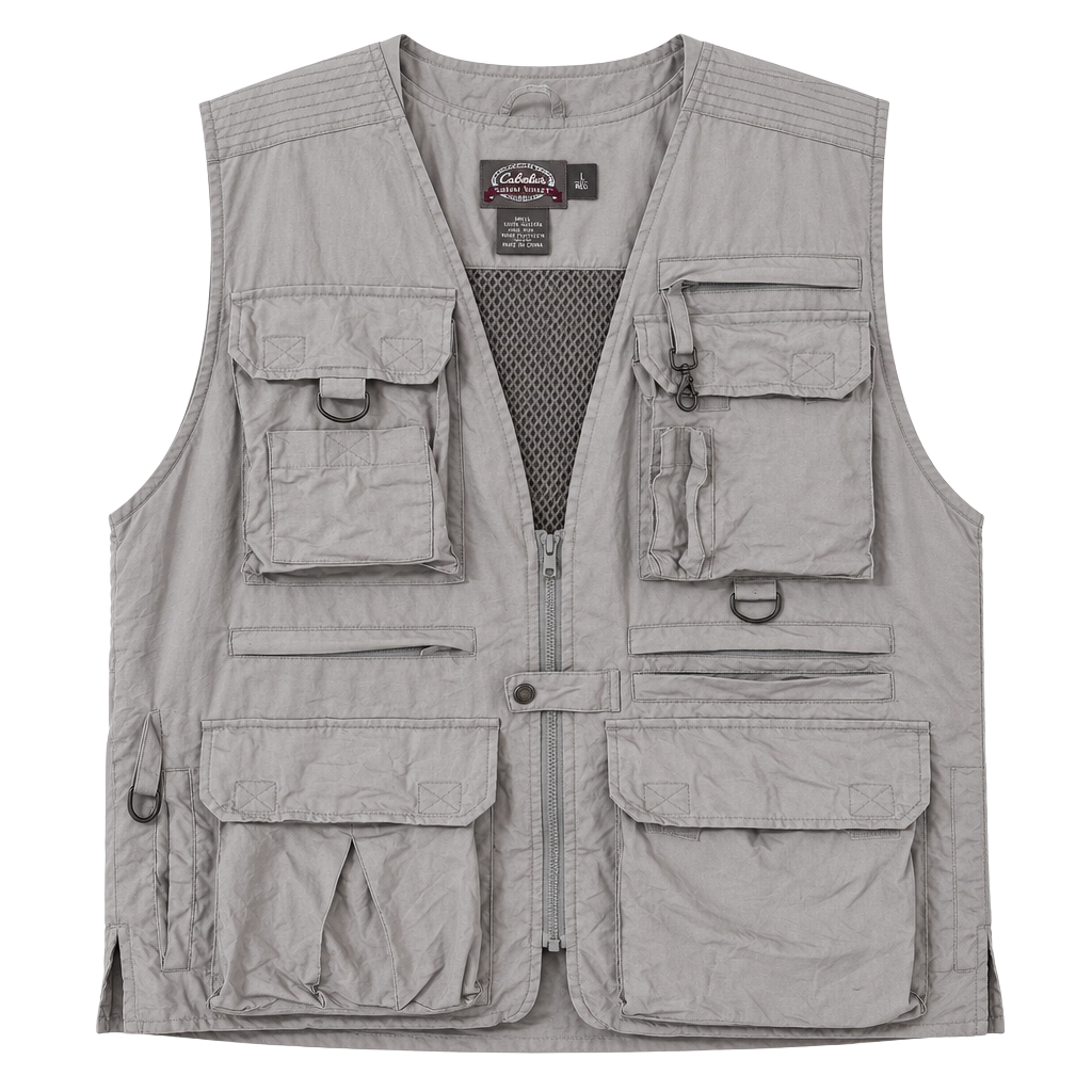 Cabela's Safari Series Vest Size L Reg Beige Cotton Utility Fishing 1
