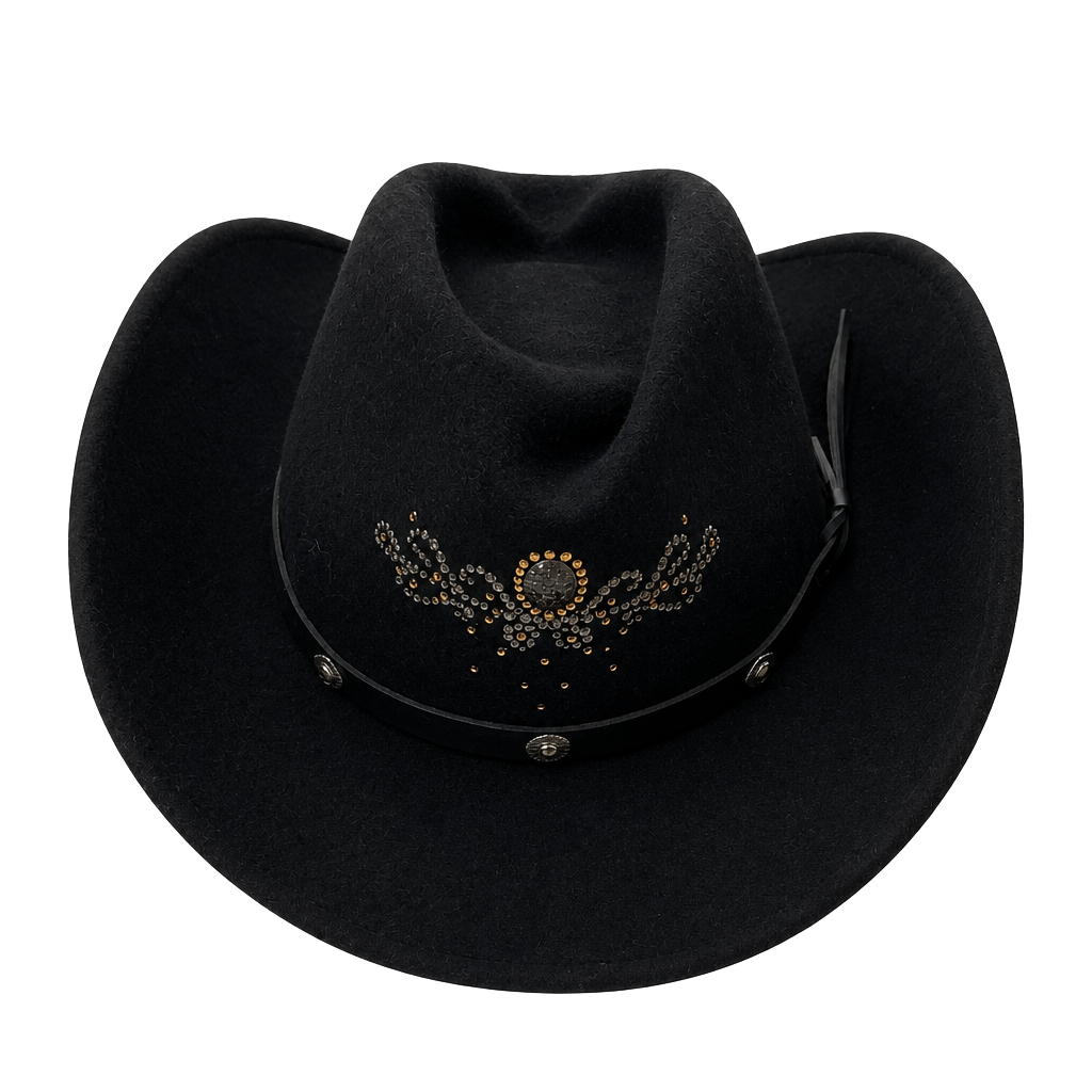 Master Hatters of Texas MHT Westerns 100% Wool Black Cowboy Hat with Beaded Crown Detail 1