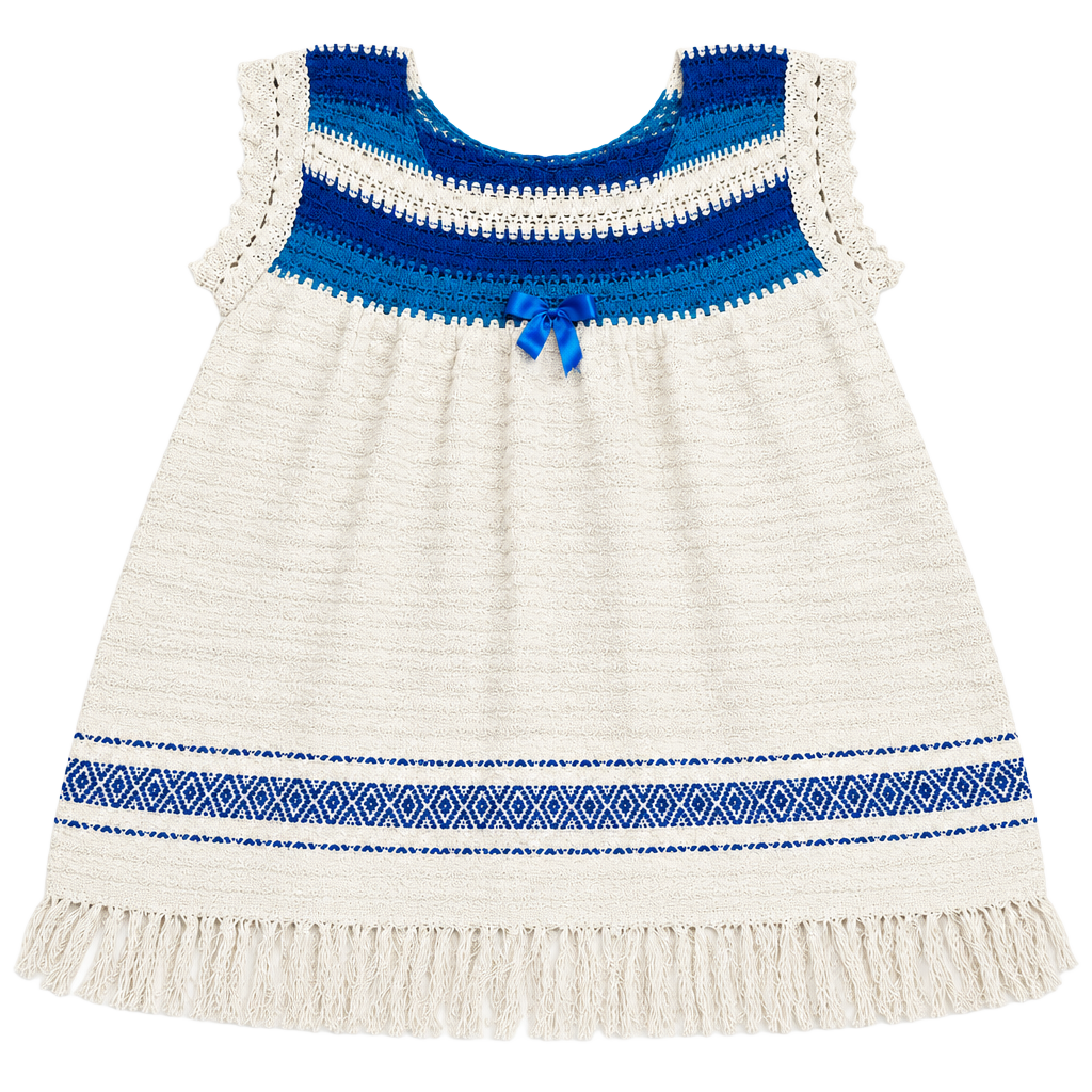 Handmade Crochet Boho Blue And White Tank Top 1