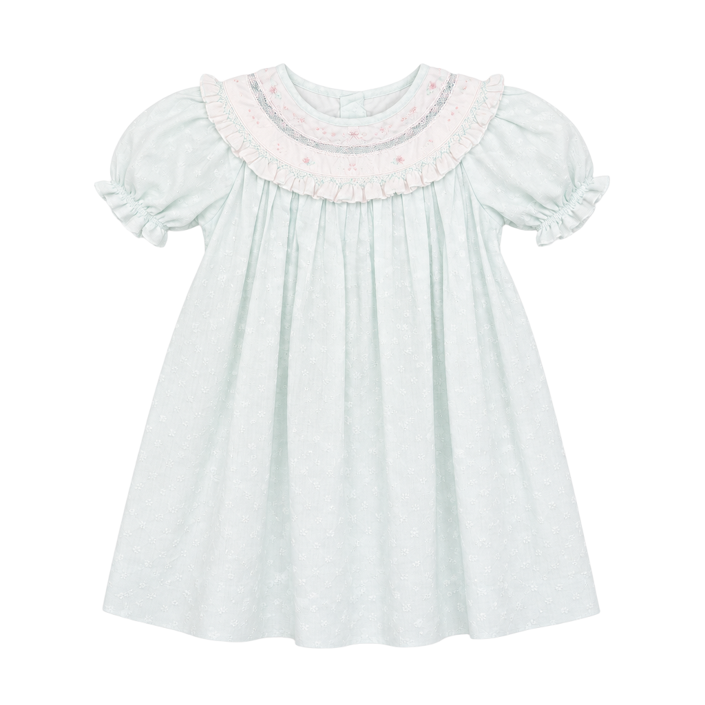 Petit Ami Hand Embroidered Dress 9 MOS Light Blue 1