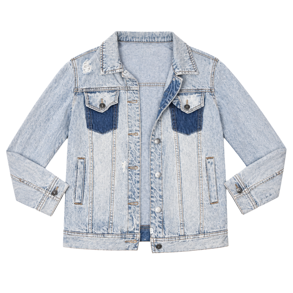 Melrose And Market Denim Jacket Size XS Light Wash Contrast Pockets 1