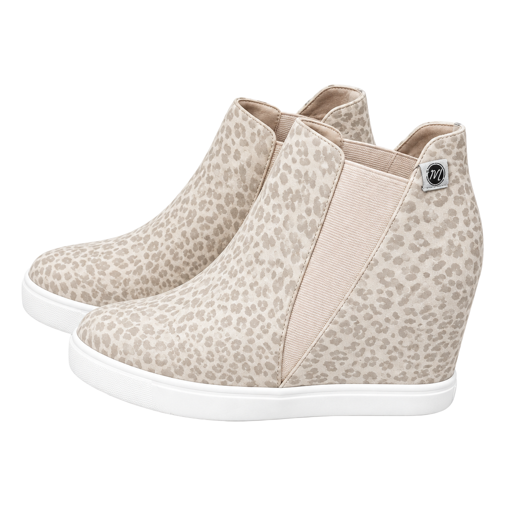 Coconuts by Matisse Wedge Booties Size 8.5 Taupe Leopard Print Sneakers 1