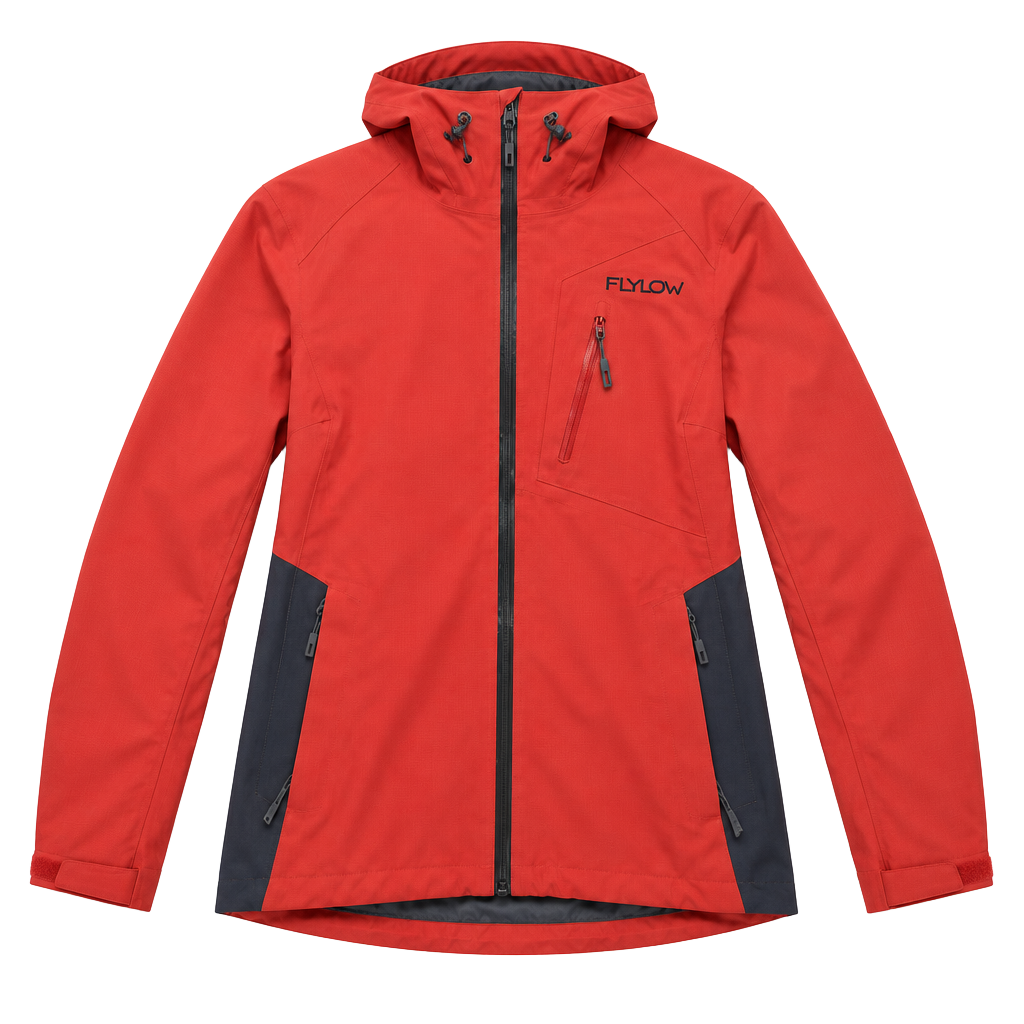 Flylow Technical Hooded Ski Jacket Red Orange Intuitive Fabric 1
