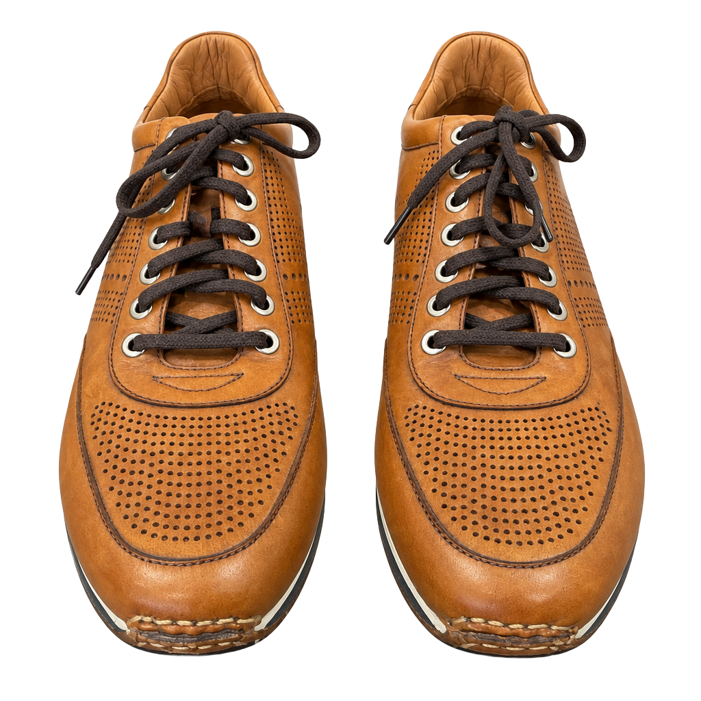 Magnanni Pueblo Leather Sneaker Size 10.5 M Brown Cognac 1