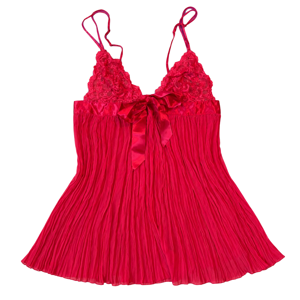 Victoria's Secret Red Lace Pleated Babydoll Lingerie Cami 1