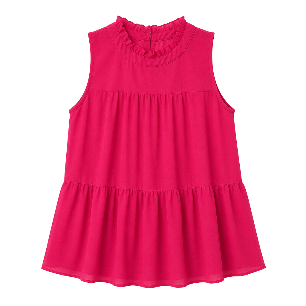 Jodifl Sleeveless Mock Neck Tiered Tank Top in Fuchsia Pink 1