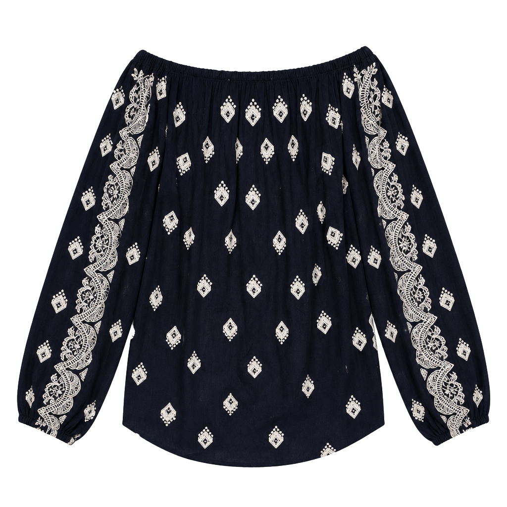 Ridiculously Gorgeous Ramy Brook Navy Boho Tassel Top Size M/L 1