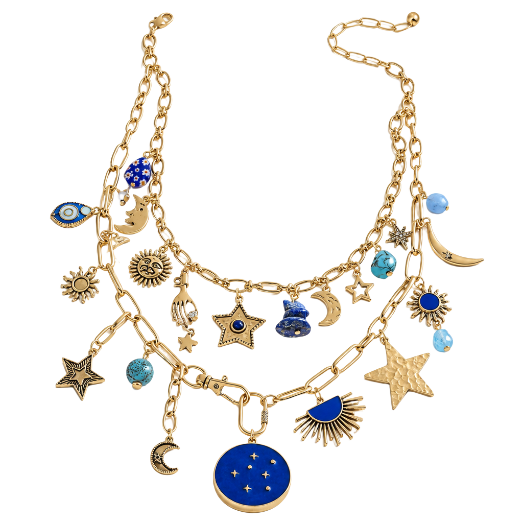 Free People Maxamillion Star Girl Charm Necklace Celestial Layered NWT 1