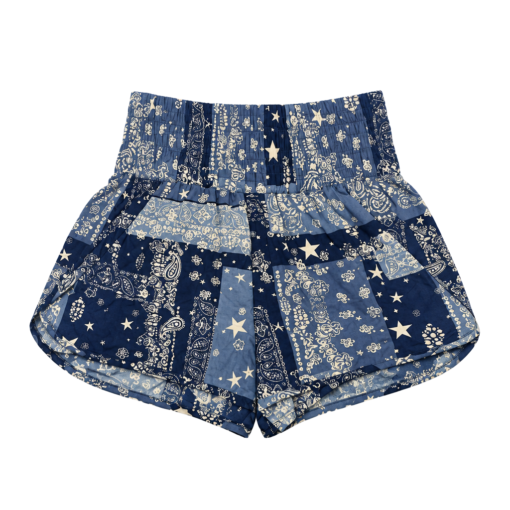 FP Movement The Way Home Shorts Size XL Blue Paisley Star Printed 1
