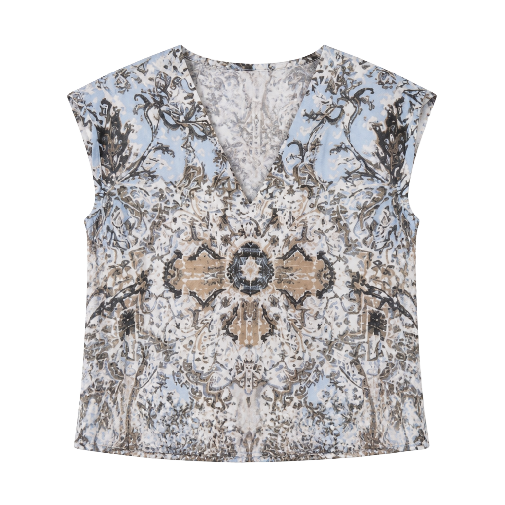 Free People Darcy Printed V-Neck Swing Tank Top Size L 1