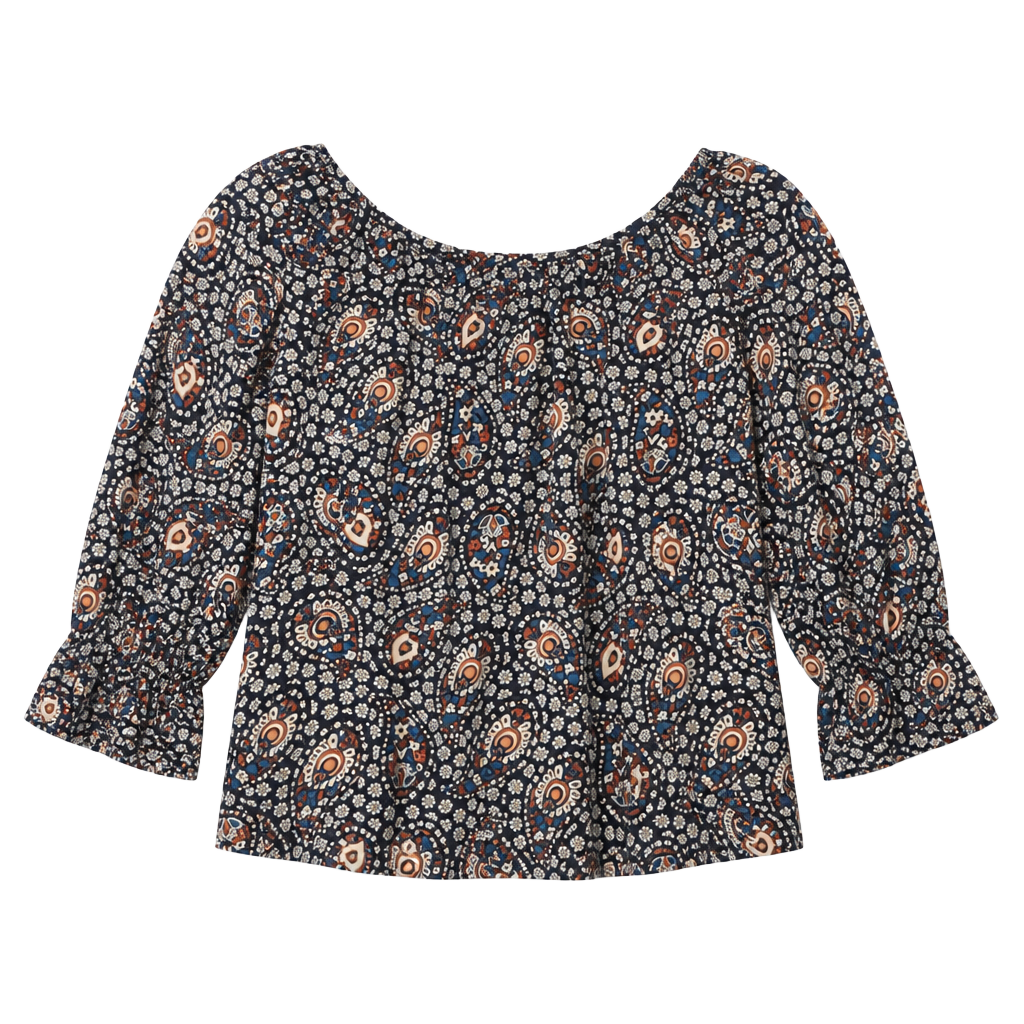 MICHAEL Michael Kors Paisley Floral Print Bell Sleeve Blouse Size L 1