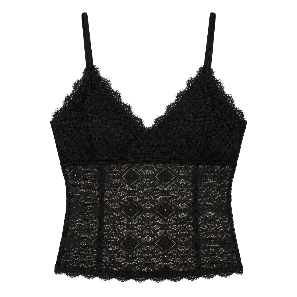 Free People Follow Me Lace Cami Size S Black Gorgeous! 1