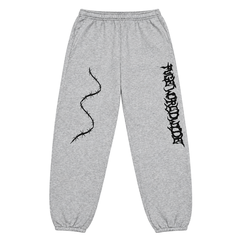 Fuge Worldwide Sweatpants Size XL Grey Barbwire Graphic 1