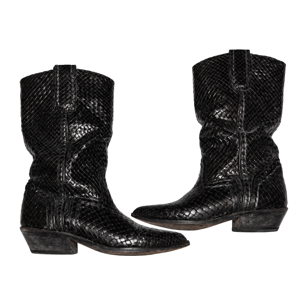 1980s Woven Leather
Western Cowboy Boots 1