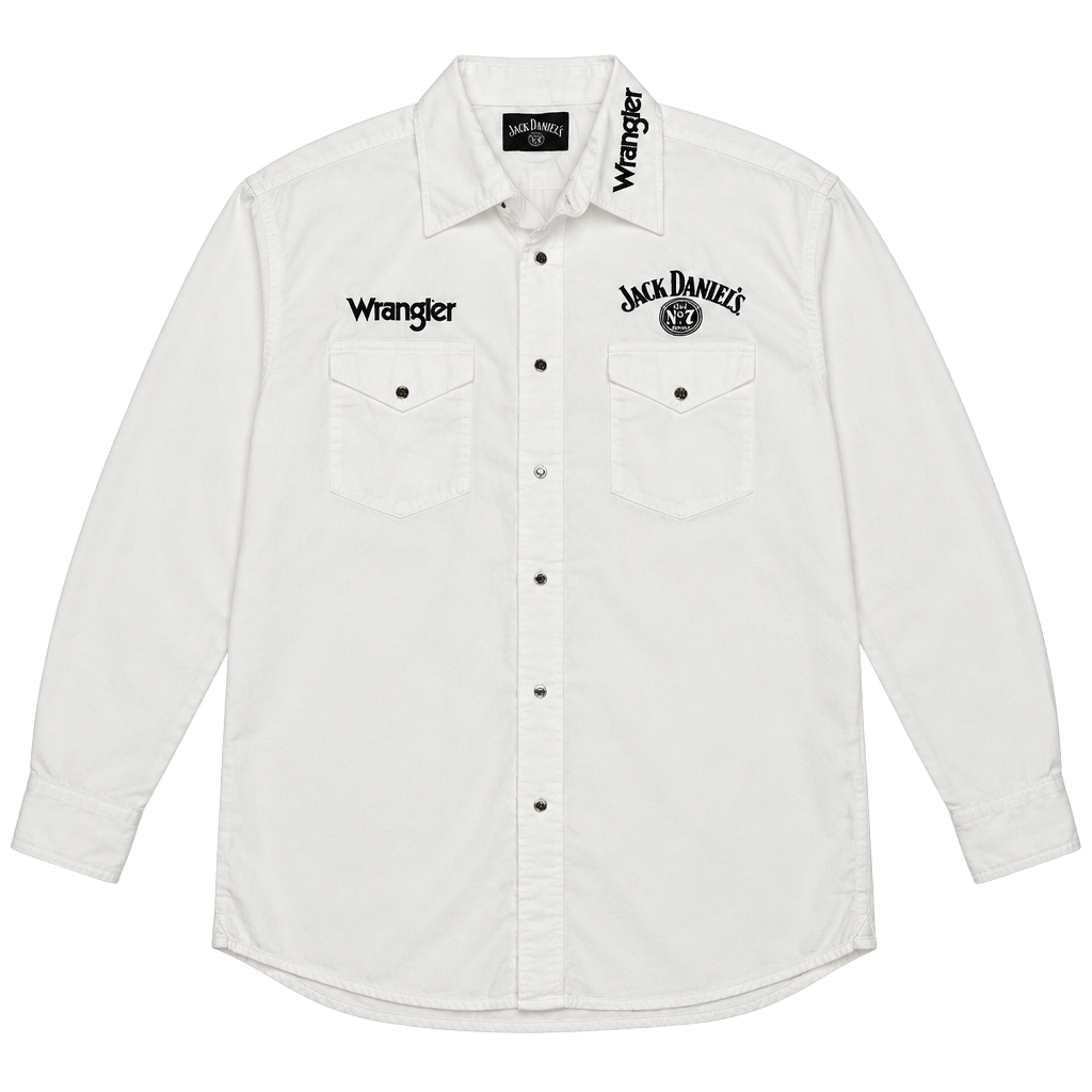 Wrangler Jack Daniel's Long Sleeve Button Down Shirt White 1