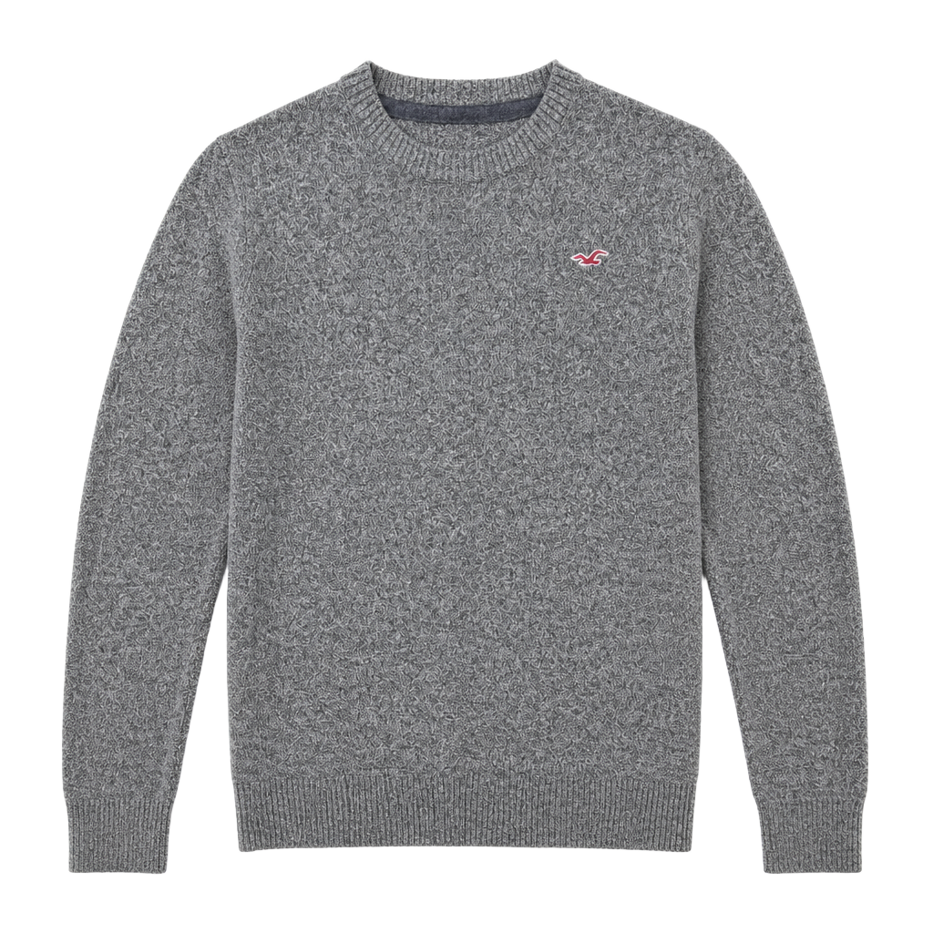 Hollister Crew Neck Sweater Size S Gray Long Sleeve Logo 1