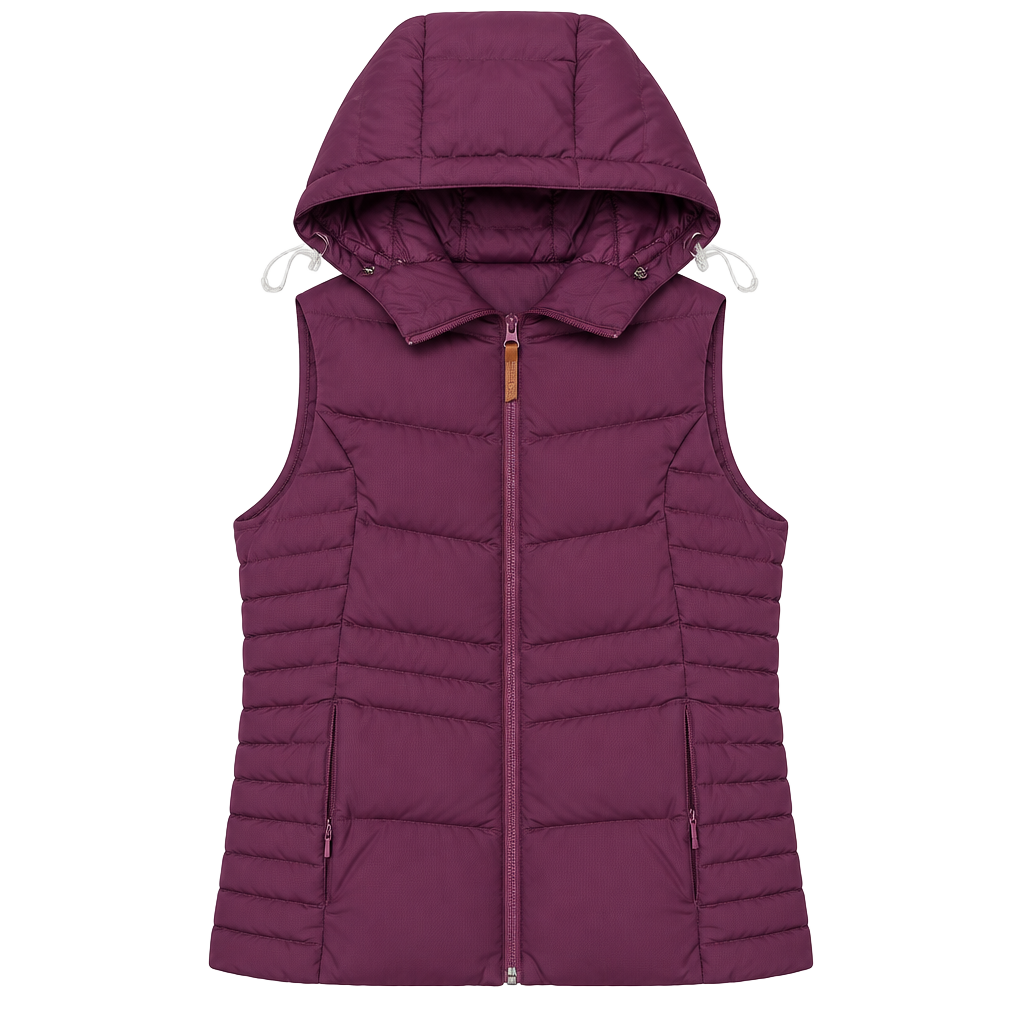 Alpine Design Puffer Vest Size S Plum Hooded Quilted Full Zip 1