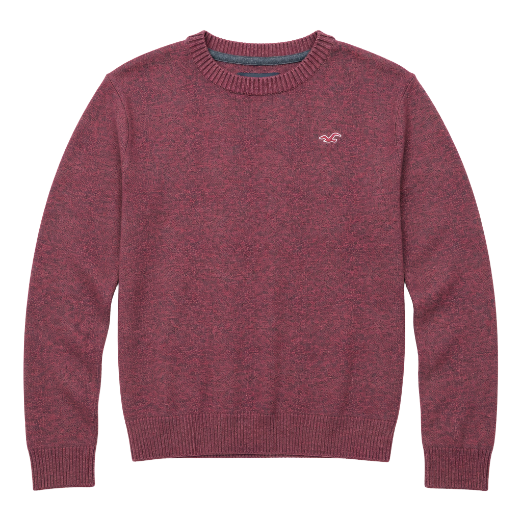Hollister Crew Neck Sweater Size S Burgundy Heathered Long Sleeve Pullover 1