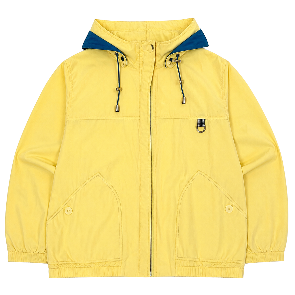 Vintage Yellow Windbreaker Jacket with Blue Trim 1
