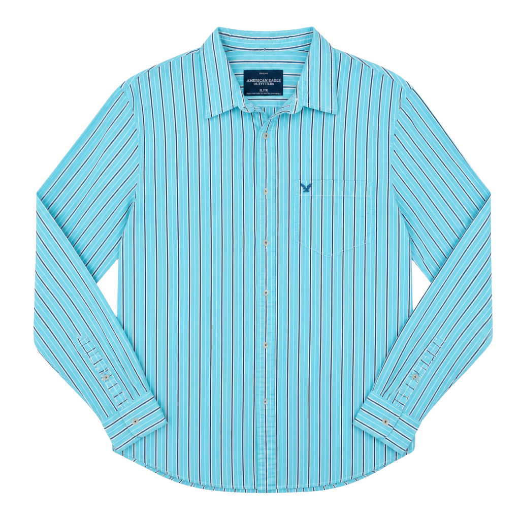 American Eagle Outfitters Men's Vintage Fit Long Sleeve Striped Button Down Shirt XL 1