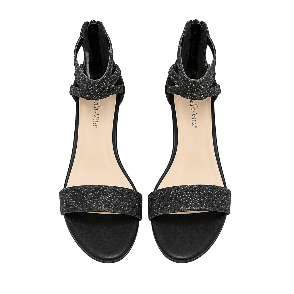 Bella Vita Everly Black Glitter Heeled Sandals 1