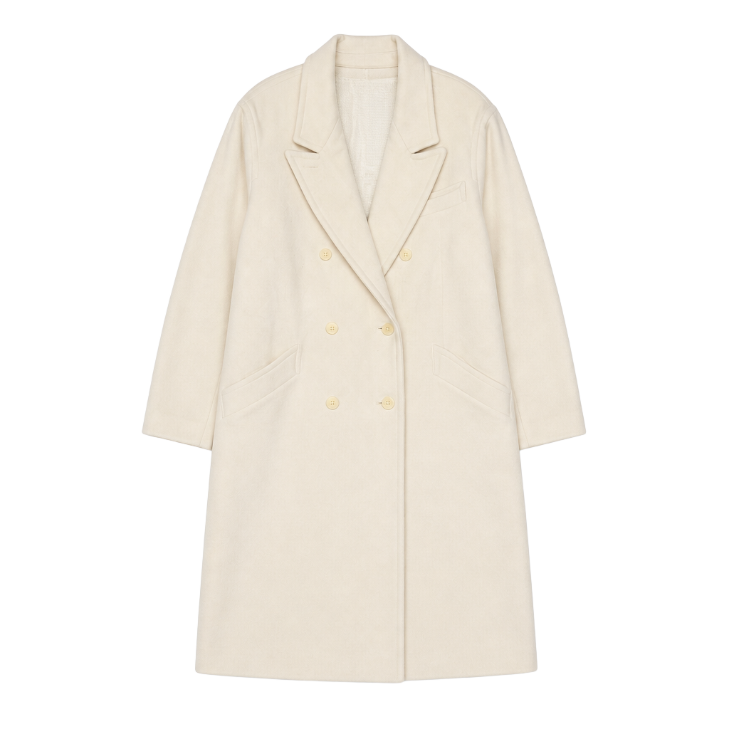 Ashley Scott Vintage Double-Breasted Cream Wool Trench Coat 1