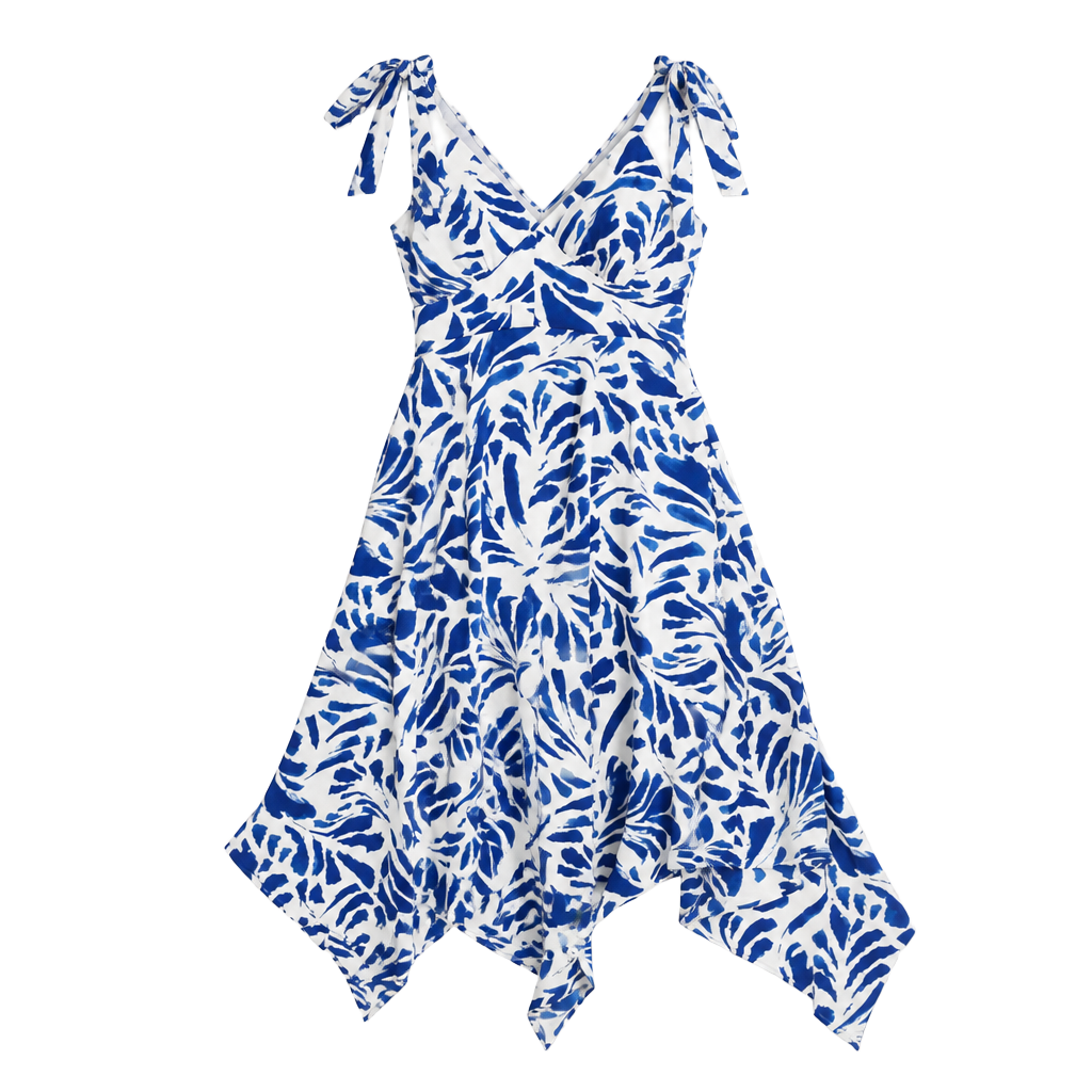Alexis for Target Blue Floral Tie-Strap Asymmetrical Hem Dress Size M 1