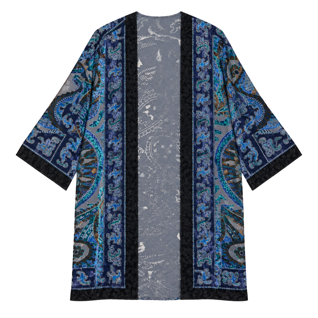 Chico's Velvet Burnout Paisley Kimono Duster Jacket 1