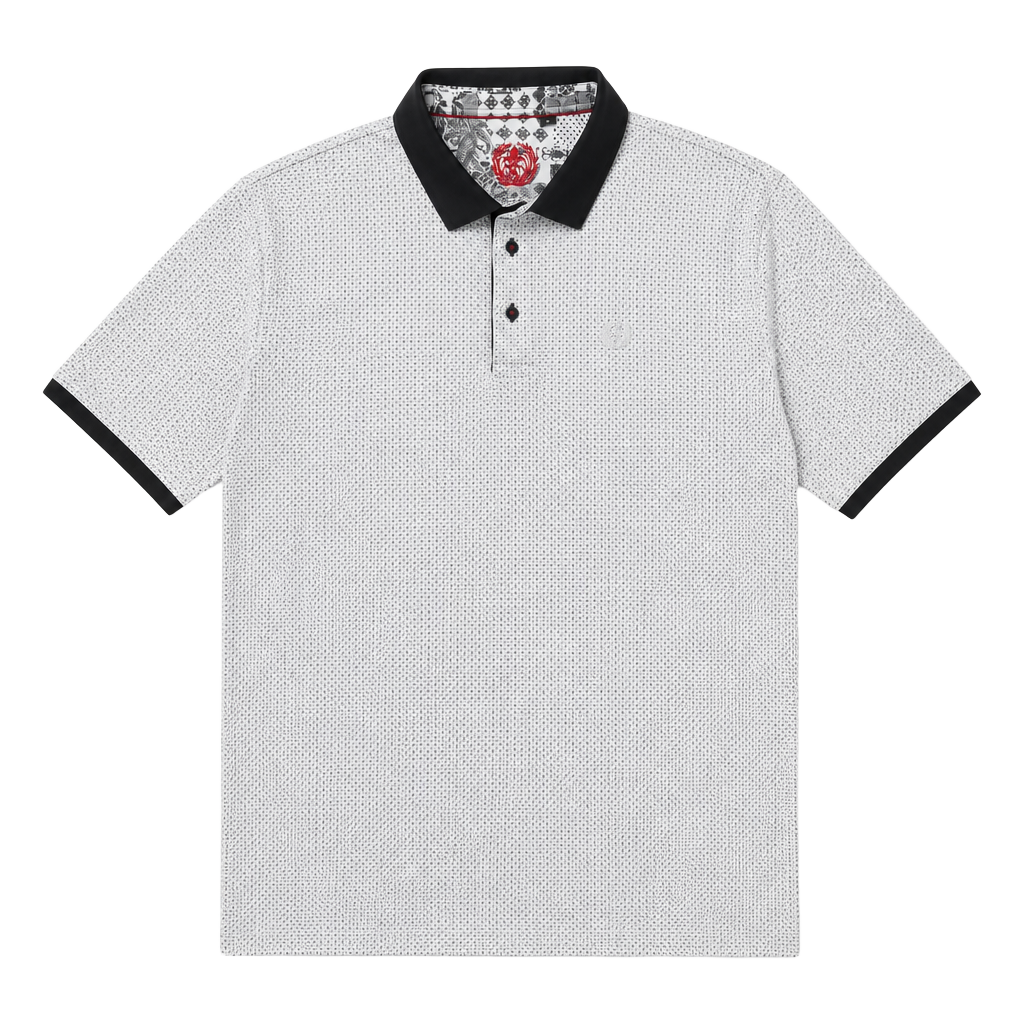 Au Noir Polo Lindell Black Men's Mini Geo Print Short Sleeve Polo Shirt 1