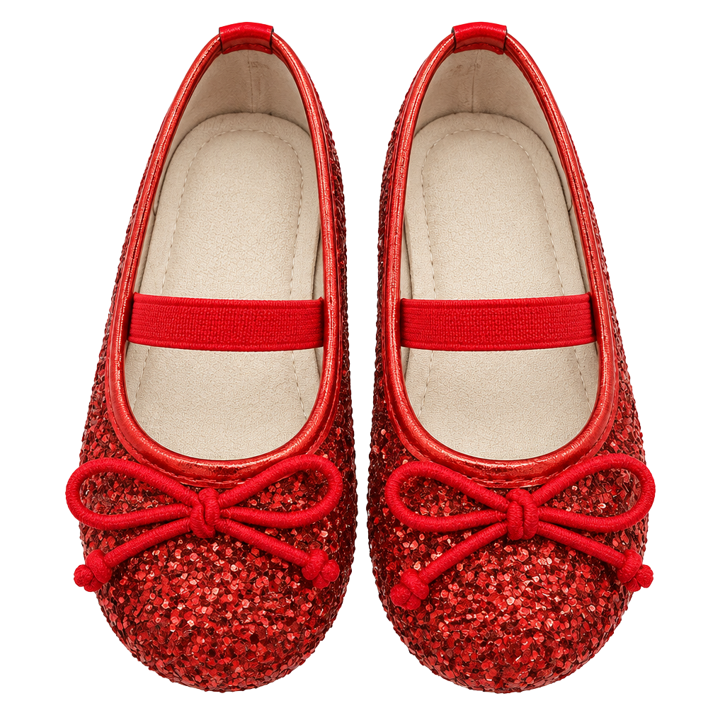 Dream Pairs Mary Jane Flats Size 6 Red Glitter Bow Toddler Shoes 1