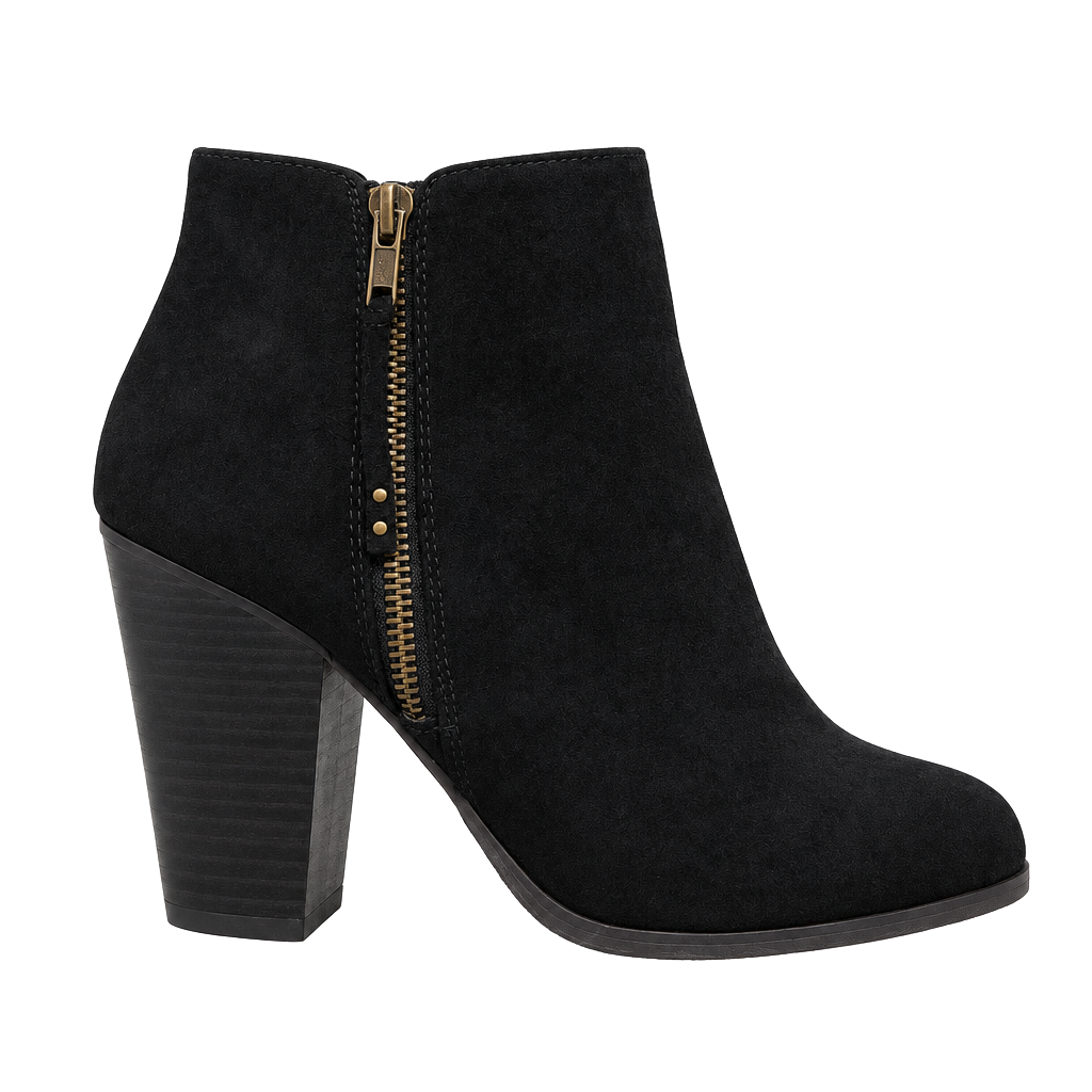 Charlotte Russe Black Suede Chunky Heel Ankle Booties 1