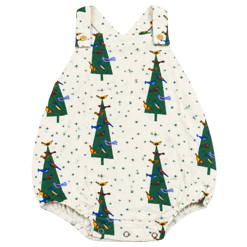 Kate Quinn Christmas Tree Birds Bubble Romper Size 6-12m 1