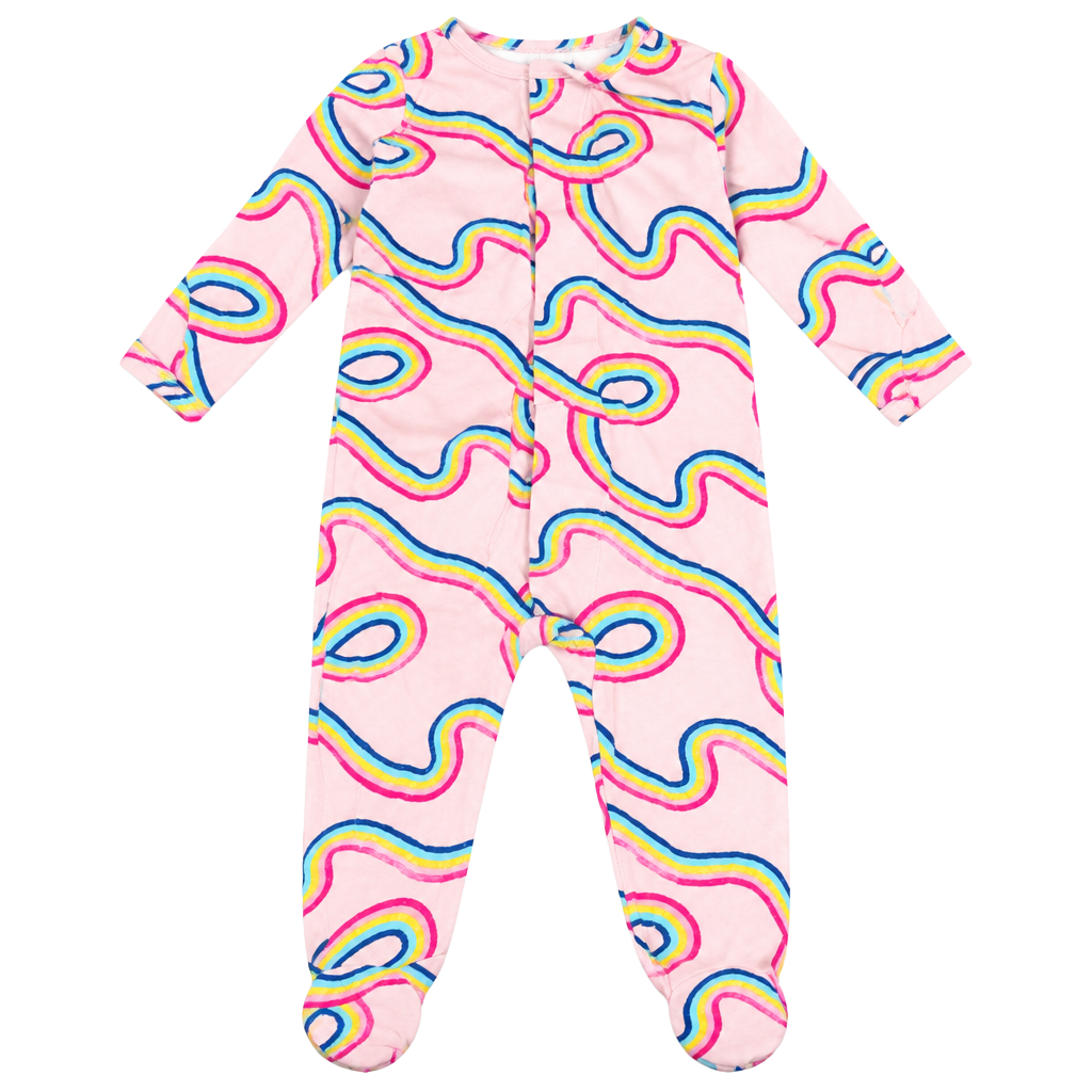Magnetic me Footie Pajamas Pink Rainbow Wavy 6M 1