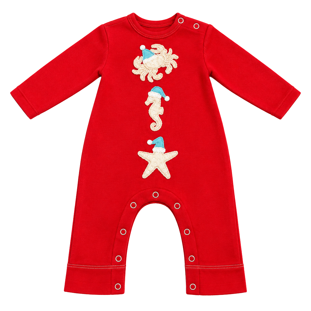 Lemon Loves Layette Lil Seaside Christmas Romper 0-3 Months 1