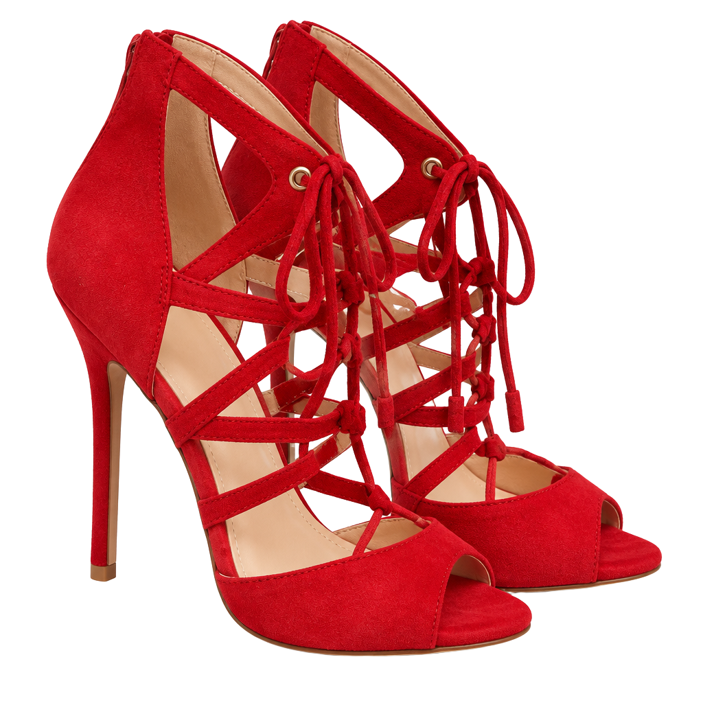 Wild Diva Red Lace Up Heels Shoes Size 7.5 1