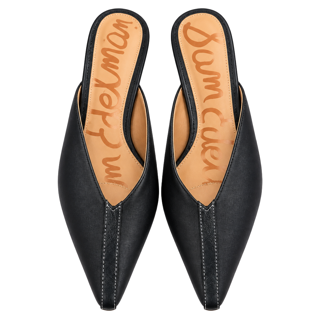 Sam Edelman Black Leather Pointed Toe Kitten Heel Mules 1