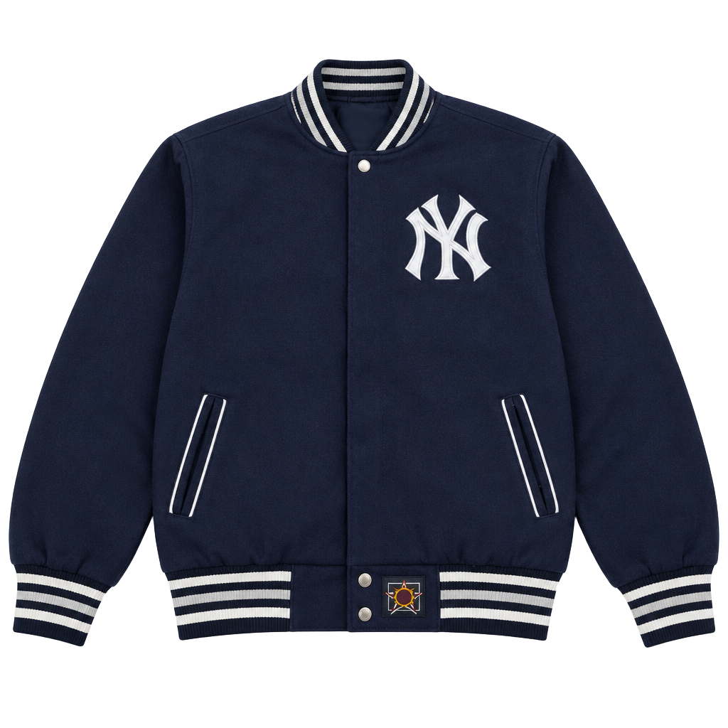 JH Design New York Yankees Reversible Varsity Jacket Navy Wool 1