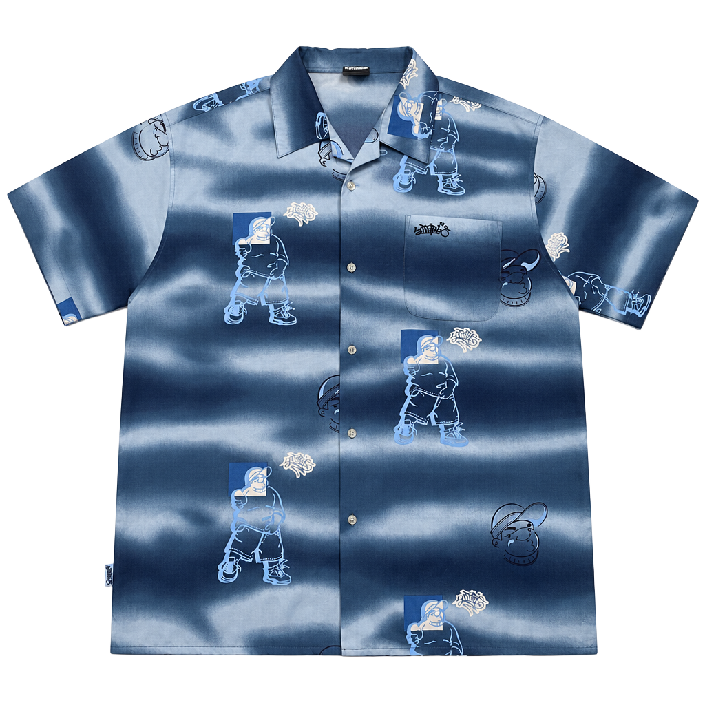 Southpole Button Down Shirt Size XL Blue Graphic Print Short Sleeve 1
