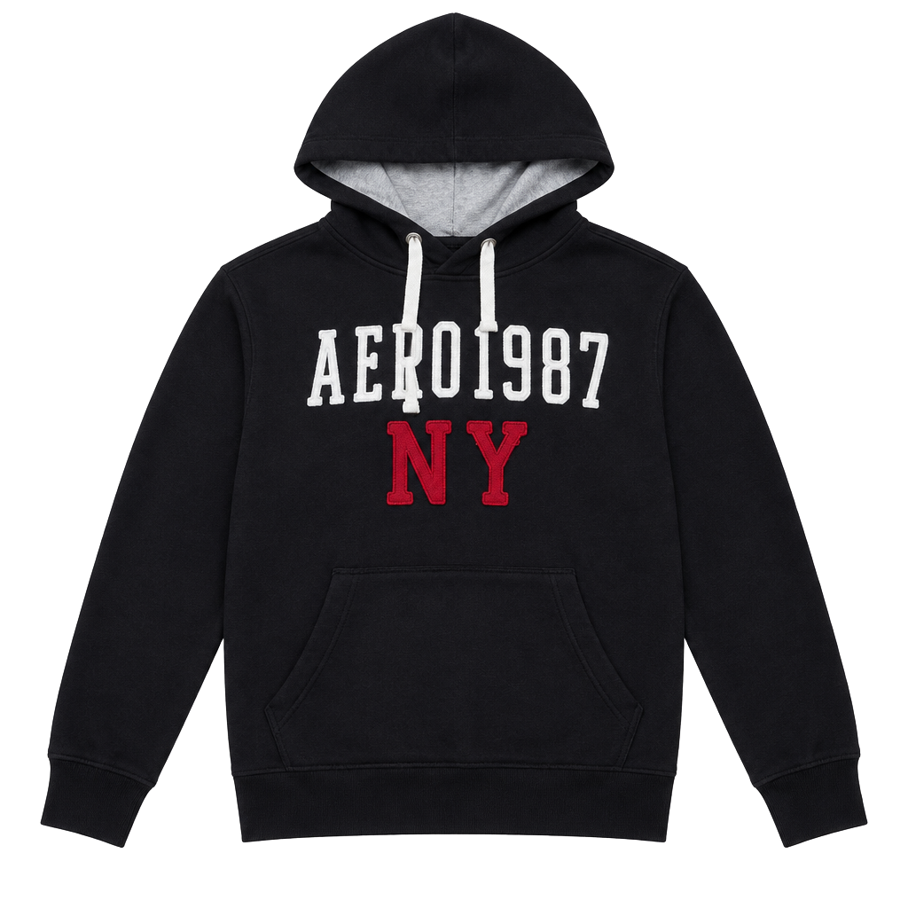 Aeropostale Aero 1987 NY Black Pullover Hoodie 1