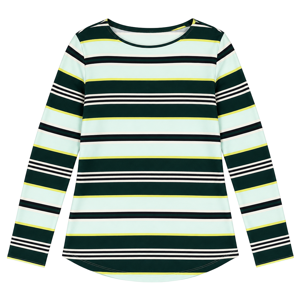 T by Talbots French Terry Pullover Size L Stripe Long Sleeve Top 1