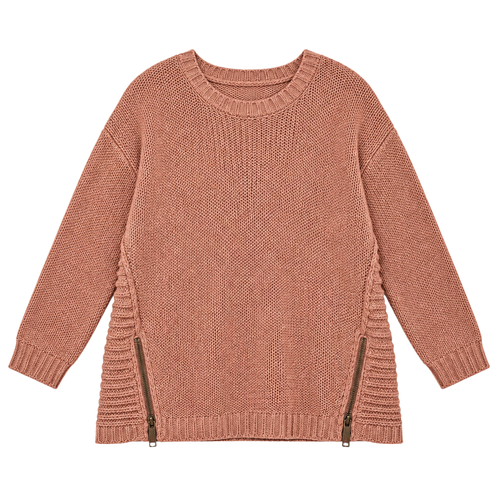 Quinn Sweater Size Small Mauve Chunky Knit Side Zip 1