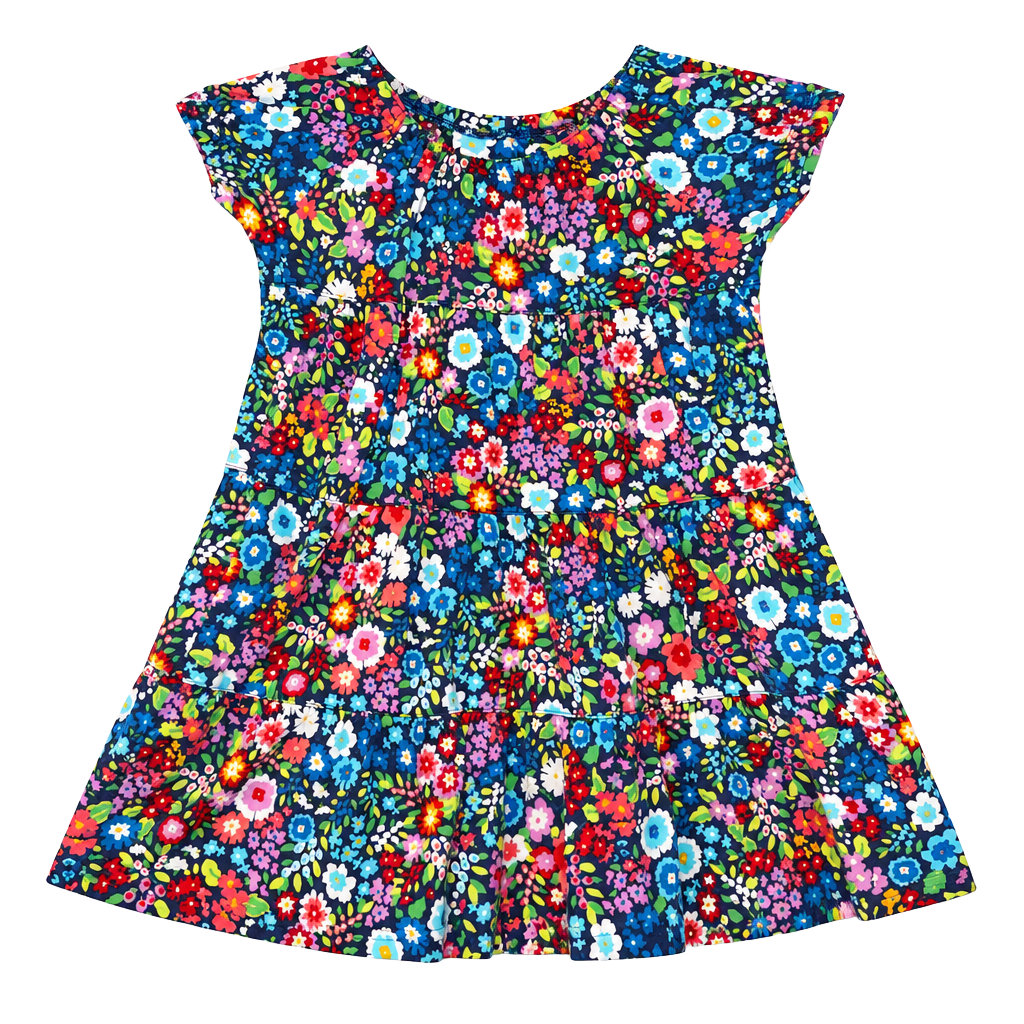 Green Cotton Garnet Hill Kids Floral Dress Size 04 100% Cotton 1