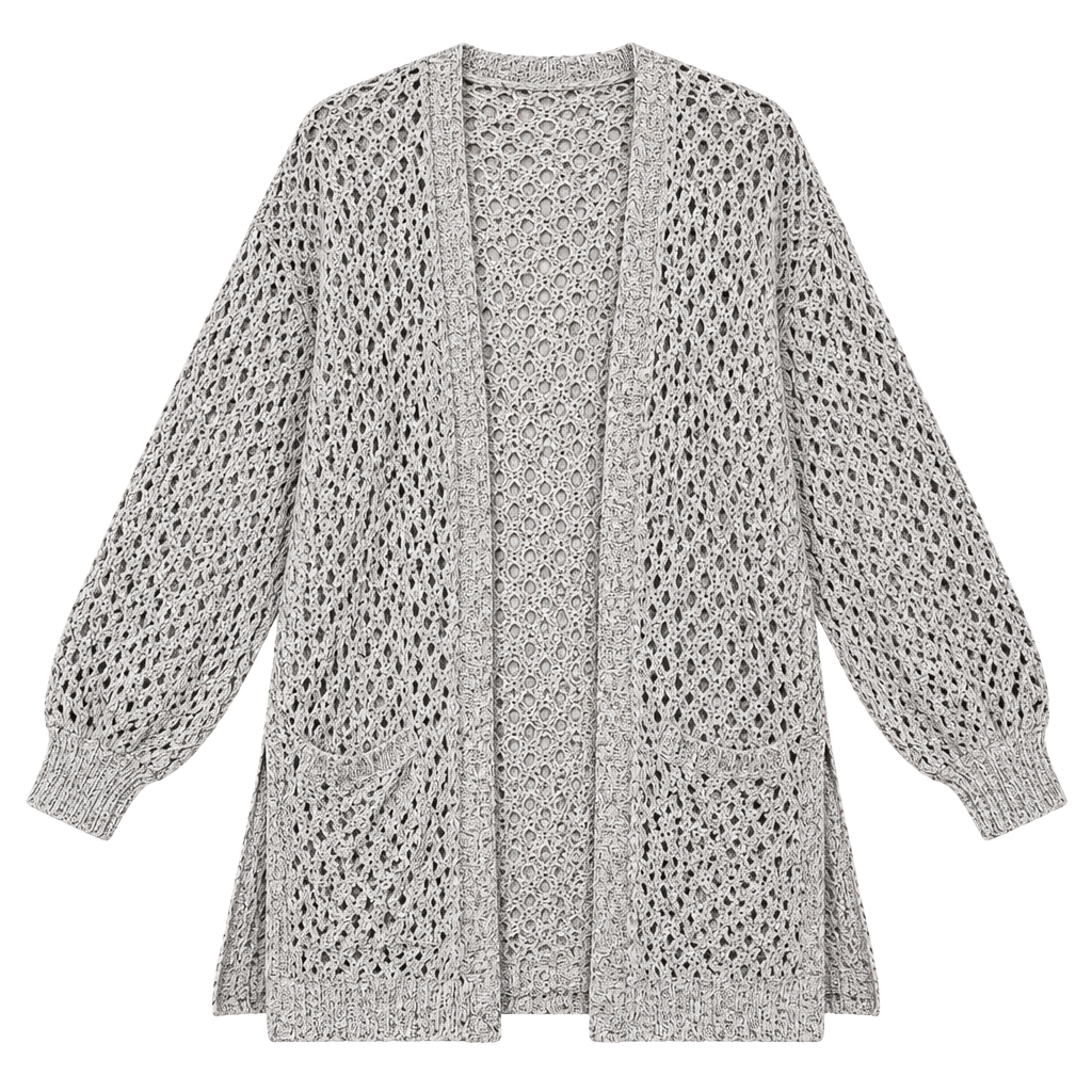 maurices Pointelle Open Front Duster Cardigan Size 2 Gray Cotton Blend 1