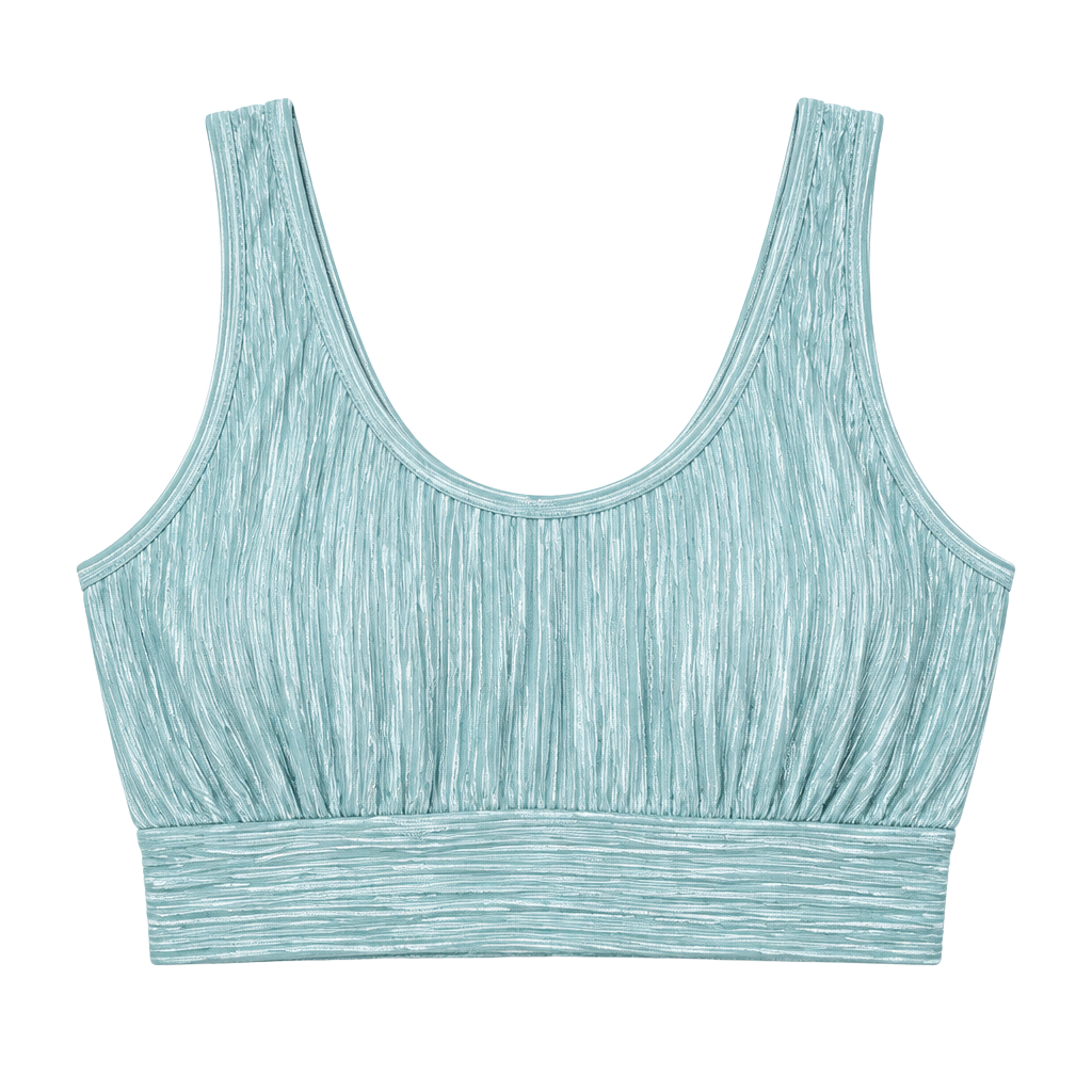 Fashion Nova Plissé Crop Tank Top Size 2X Light Blue 1