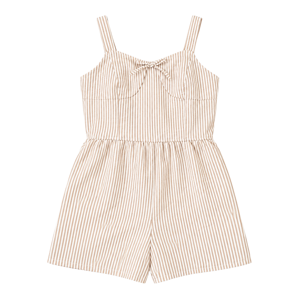 Speechless Kids Khaki Cream Striped Romper Size Large 1